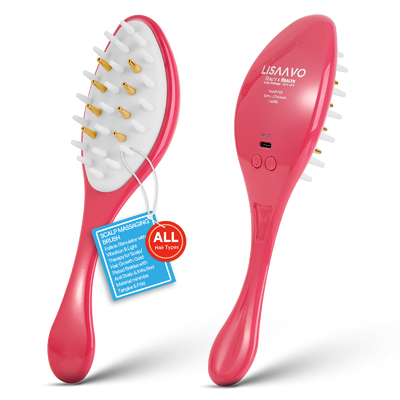 comprar 650nm de luz roja terapia de pelo cepillo EMS LED cepillo de pelo con 8 dientes de oro Fabricación en línea