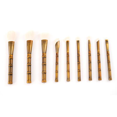 Beli 10Pcs Vintage Bambu Perunggu Makeup Brush Set dengan Electroplated Brushed Tekstur dan konfigurasi profesional pembuatan online
