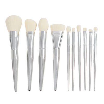kaufen 14 Stück professionelle hell silberplattierte Make-up-Bürste mit hochdichten Nylonbürsten Online-Herstellung
